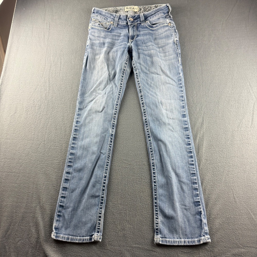 Ariat Dresden Jeans Women's 28R Blue Straight Mid Rise Light Whiskered Rodeo